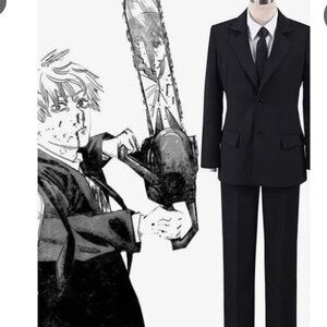 Anime Chainsaw Cosplay Youth Cosplay Black Suit Halloween Costume